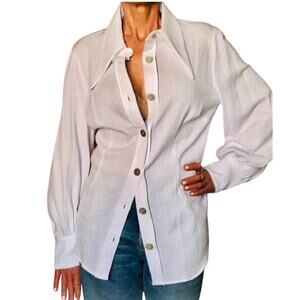 Monica by Monica Mahoney Medium White Button Down Shirt